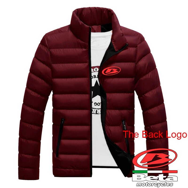 2023 Winter Mens Beta Racing Motocross Motorcycle Logo Print Thicken Casual Zipper Solid Color Popular Lightweight Padded Jacket. 