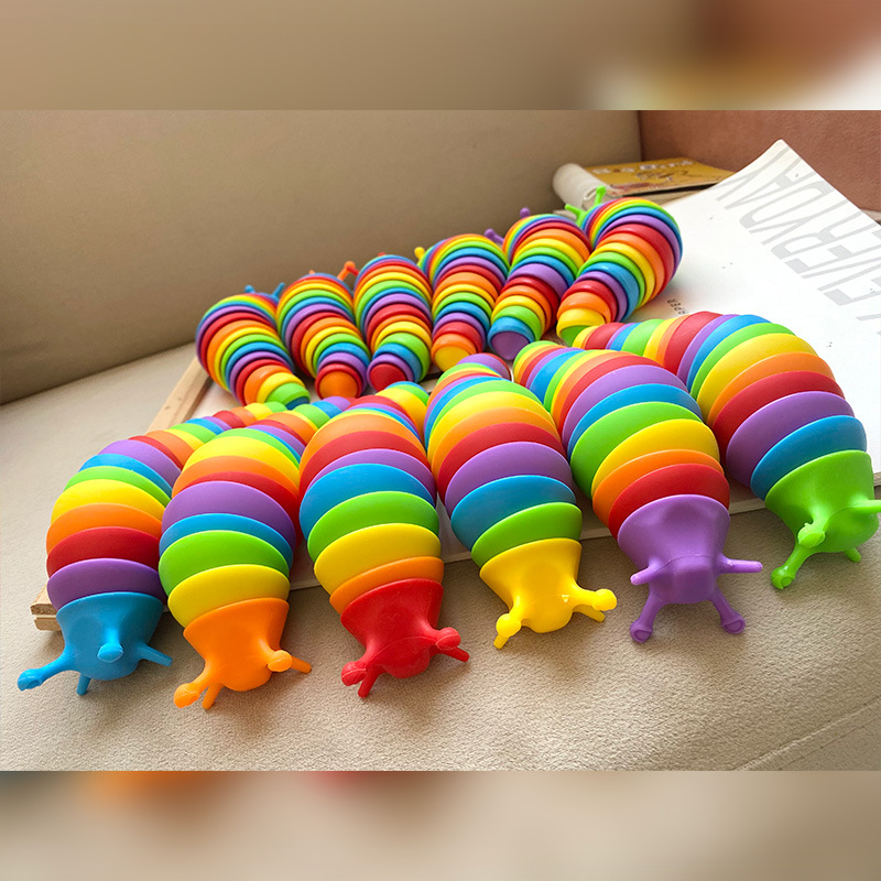 Colorful Slug Snail Toy Articulated Flexible 3D Slug Fidget Toy All Ages Relief Anti-Anxiety Sensory Toys for Children. 