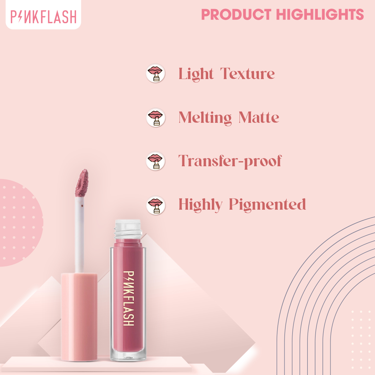 L01 - PINKFLASH MELTING MATTE WATERPROOF LIPCREAM - P02 Mysteri ous. 