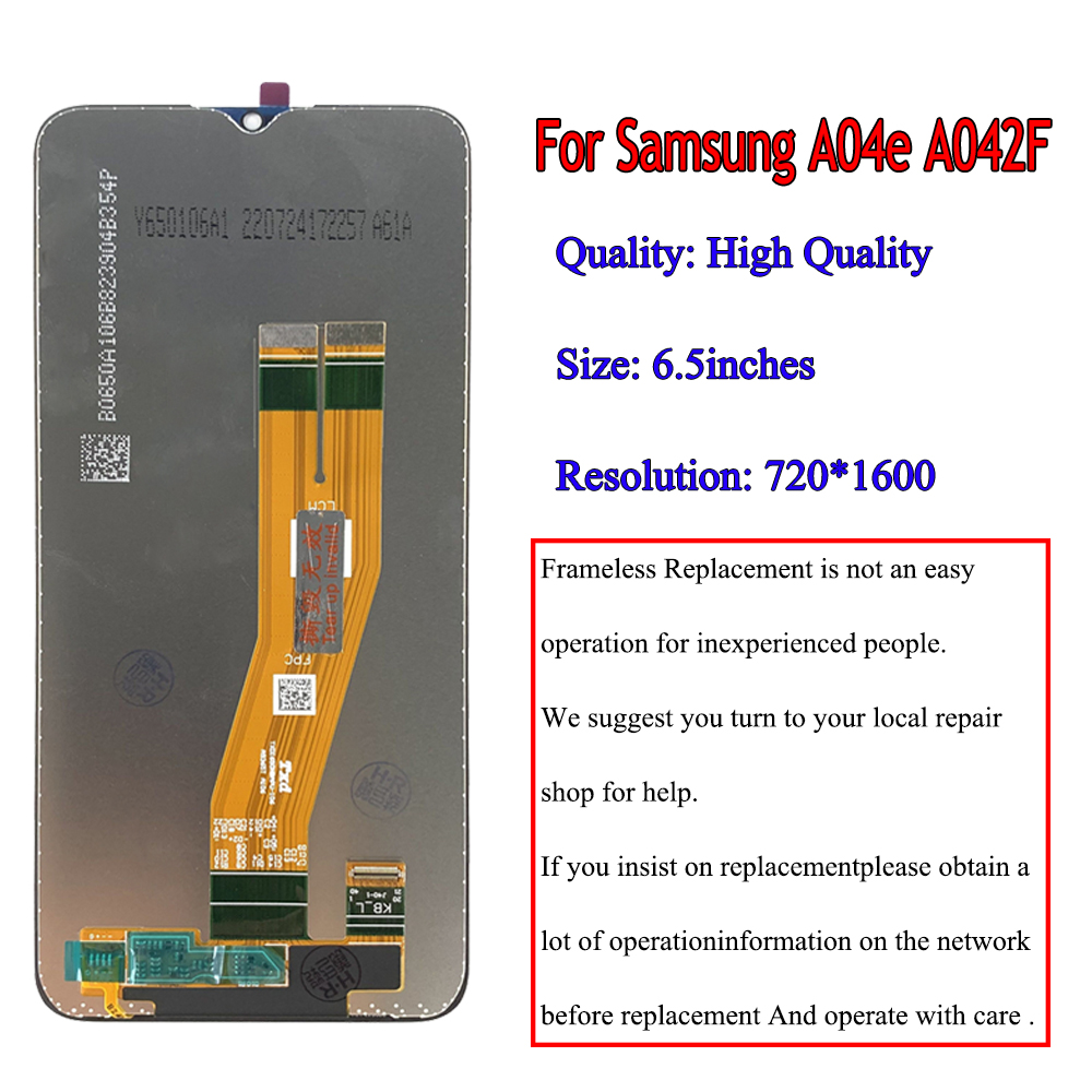 3/5/10PCS High Quality For Samsung A04e Display Screen Replacement For Samsung A04e LCD A042F A042M Display Touch Panel Parts. 