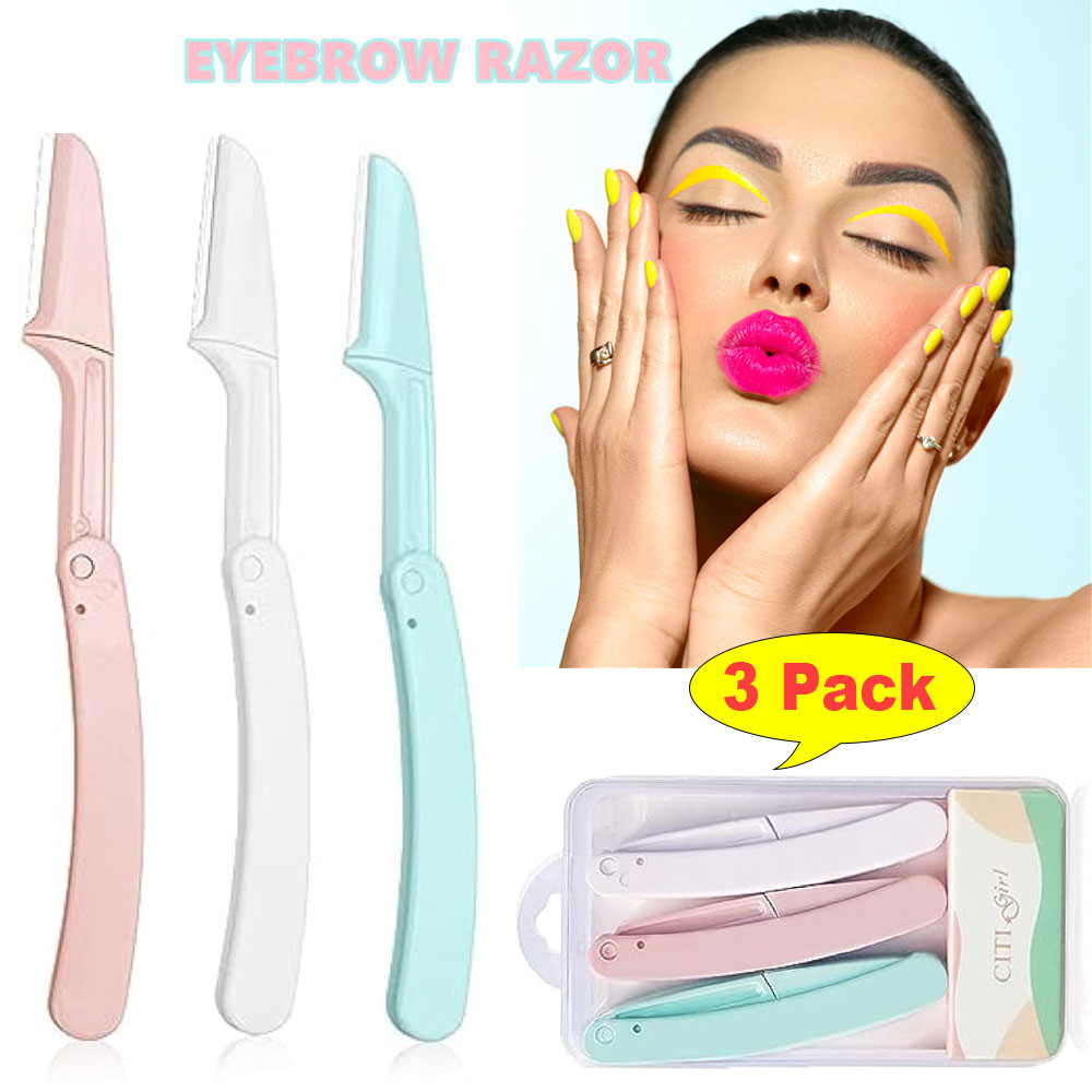 3pcs Colorful Eyebrow Trimmer Face Hair Razors Women Eyebrow Shaver Hair Removal Makeup Tools