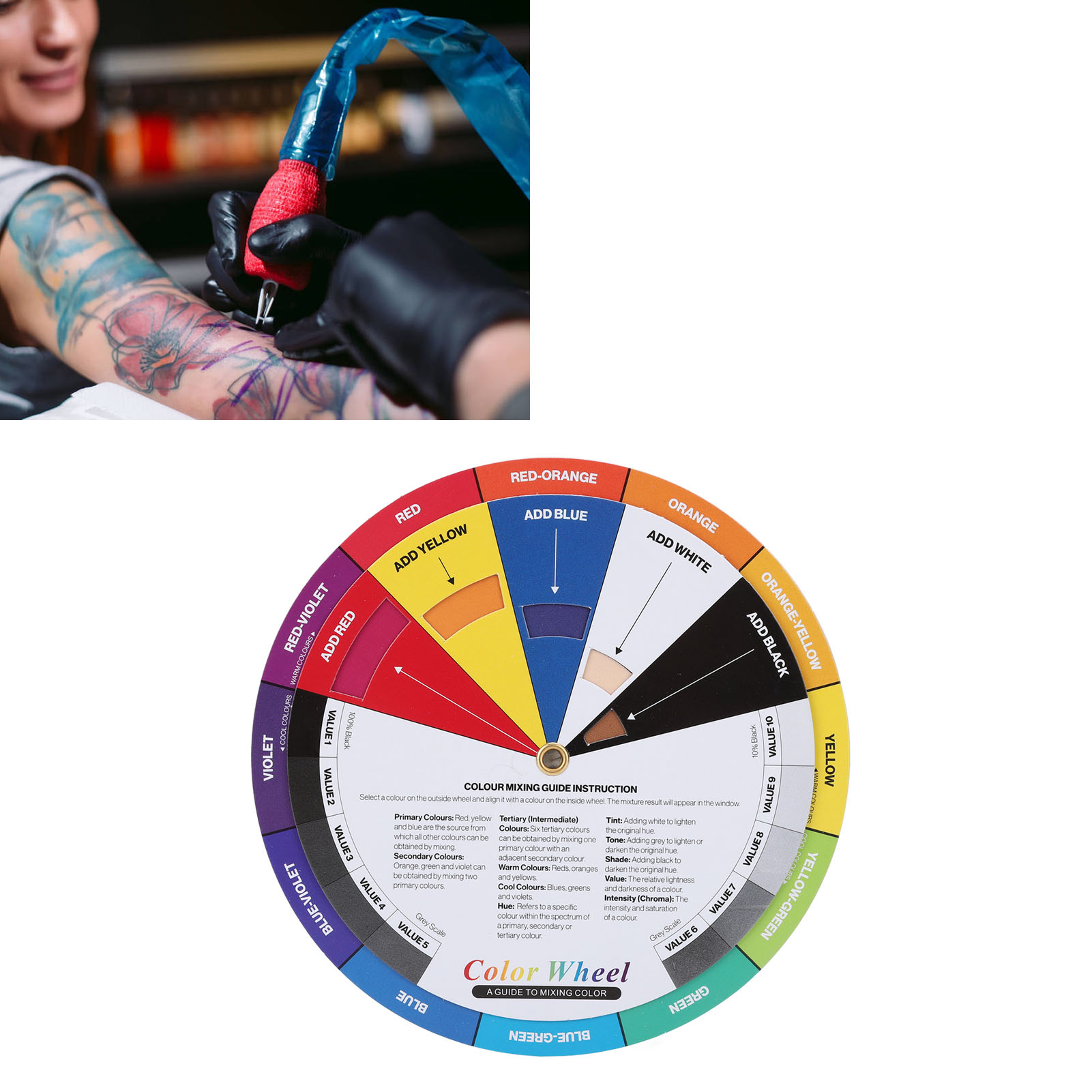 【The Edge of Beauty】New Diameter Tattoo Wheel Chart Dicoloration Tattoo Pigment Mixing Guide