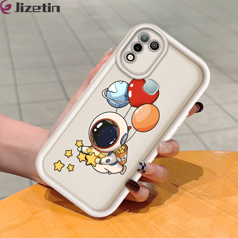 Jizetin for Infinix Hot 10 Play Hot 11 Play Back Cover Star Astronaut Ladder Camera Soft Rubber Mobile Phone Case