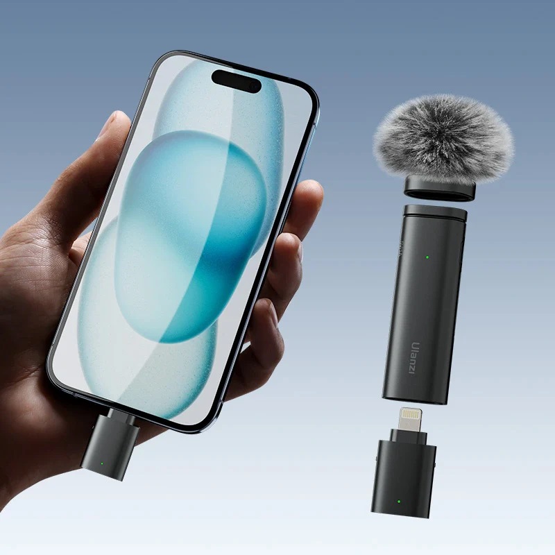 ULANZI WM-10 Wireless Lavalier Microphone for Smartphones, Plug-Play Mic with Type-C / Lightning Receiver For iPhone 15 Pro Max Samsung Galaxy S24 Ultra Video Recording Interview Youtubers Vloggers, 32.8ft Transmission Range. 