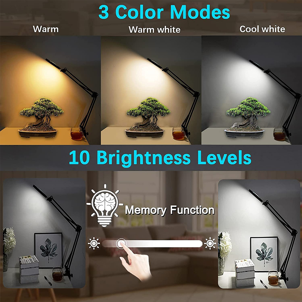 5X Magnifying Glass with Light 2-in-1 LED Lighted Magnifier 3 Color Modes Stepless Dimmable Hands Free Magnifying Desk Lamp. 