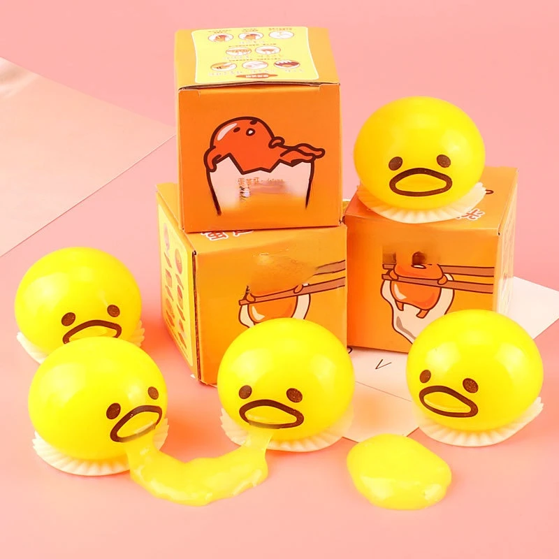 Cute Lazy Egg Yolk Puking Sucking Stress Ball Puking Egg Yolk Stress Slime Ball Vomiting Funny Stress Relief Fidget Toys Prank. 