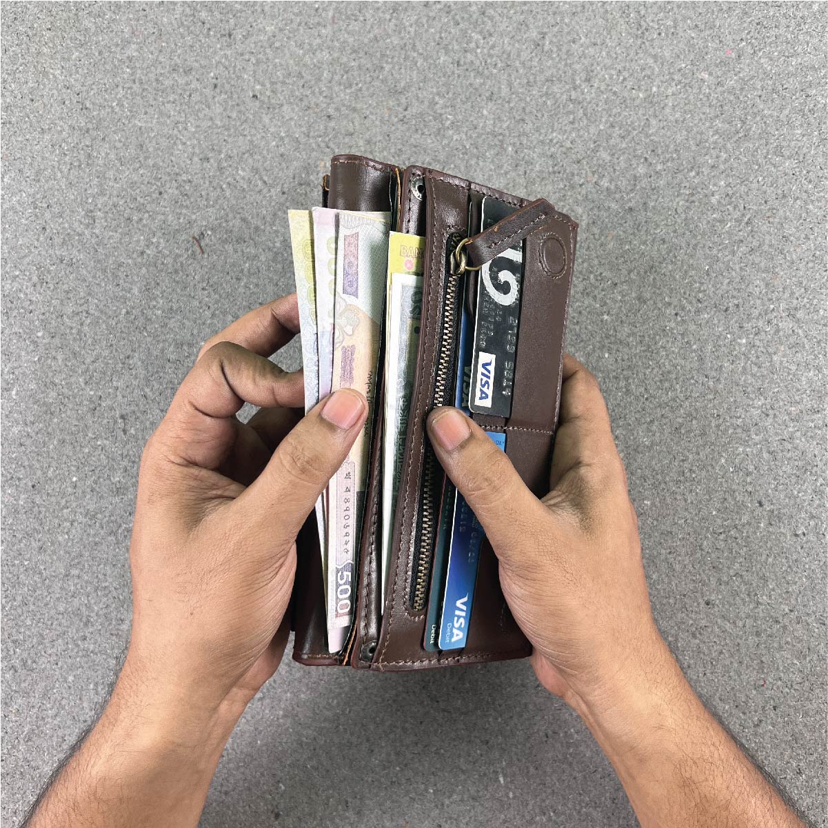 Leather Multinational Single Mobile  Long Moto Wallet AB-LDW02. 