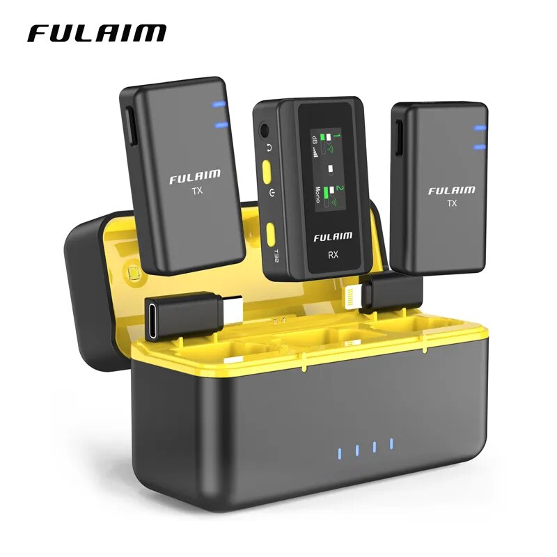 FULAIM X5 Wireless Lavalier Microphone System, with 18H Battery Life Charging Case for DSLR Cameras/iPhone/Android/Live