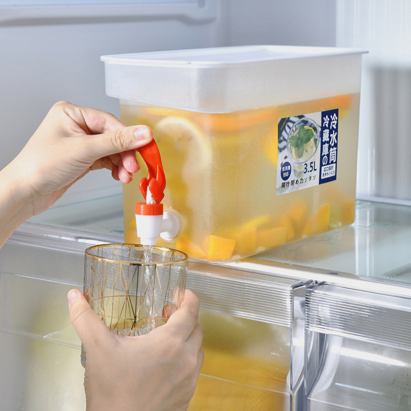 3500ml Refrigerator Cold Kettle with Faucet Household Lemonade Bottle Drinkware Cold Water Bottle Container For Kitchen SPACE-SAVING. 