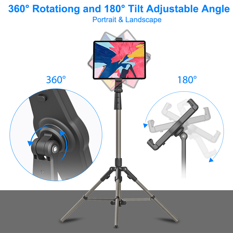 Ulanzi ST-20 Universal Tablet Phone Tripod Mount Tilt Adjust 360°Rotating Stand Holder for iPad Mini Air Pro iPhone Galaxy Vlog. 