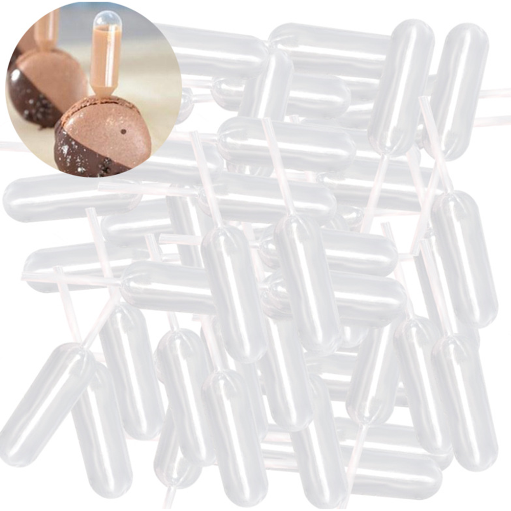 50pcs Dispenser Ice Macaron Pastries Ketchup Stuffed Mini Transfer 4ml Sauce Droppers. 