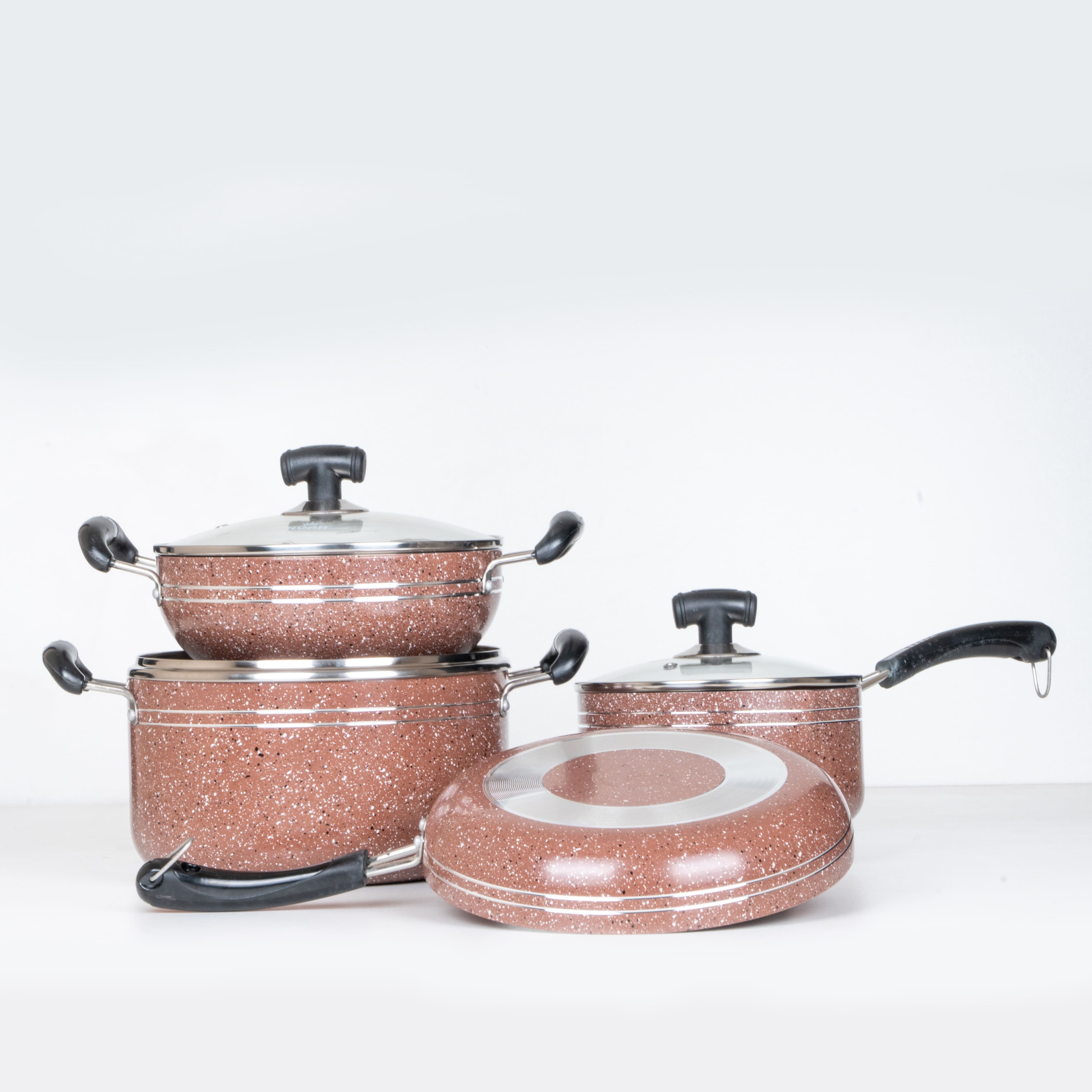 NOAH Marble Coated Cookware Full Set - Walnut Brown. 