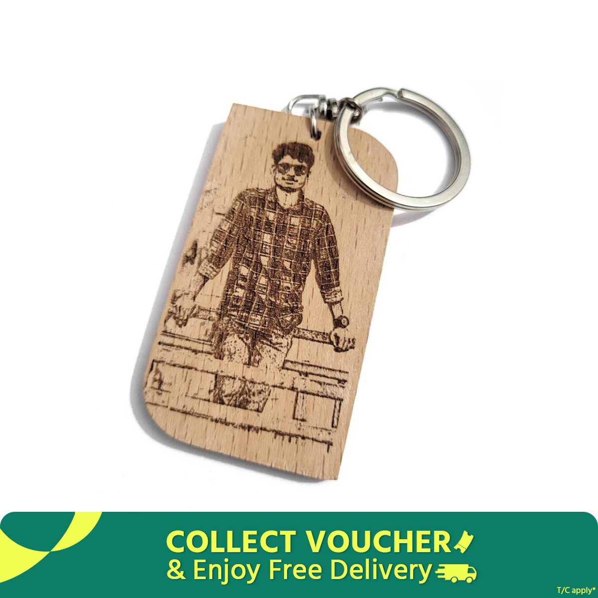 Custom Name And Photo Printed Premium Wooden Key Ring - Great to Have
