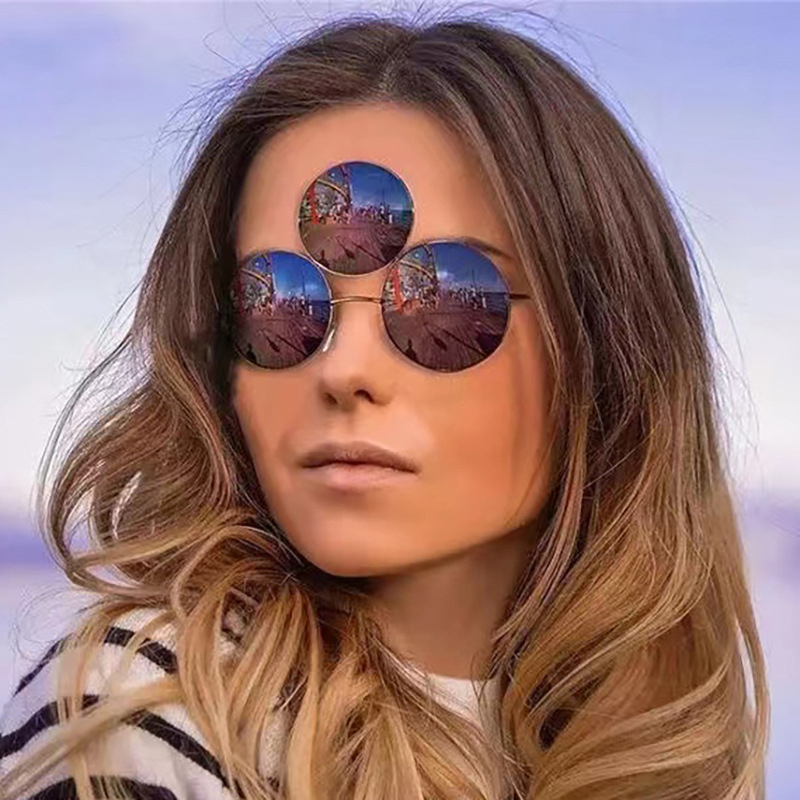 Third Eye Round Sunglasses Women/Men Holiday Sun Glasses Three Lenses Eyewear Shades UV400. 