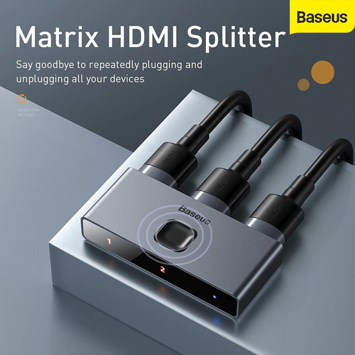 Baseus HDMI Splitter 4K 60Hz Bi-Direction HDMI Switch 1x2/2x1 HDR HDMI Audio Adapter for PS4 TV Box HDMI Switcher. 