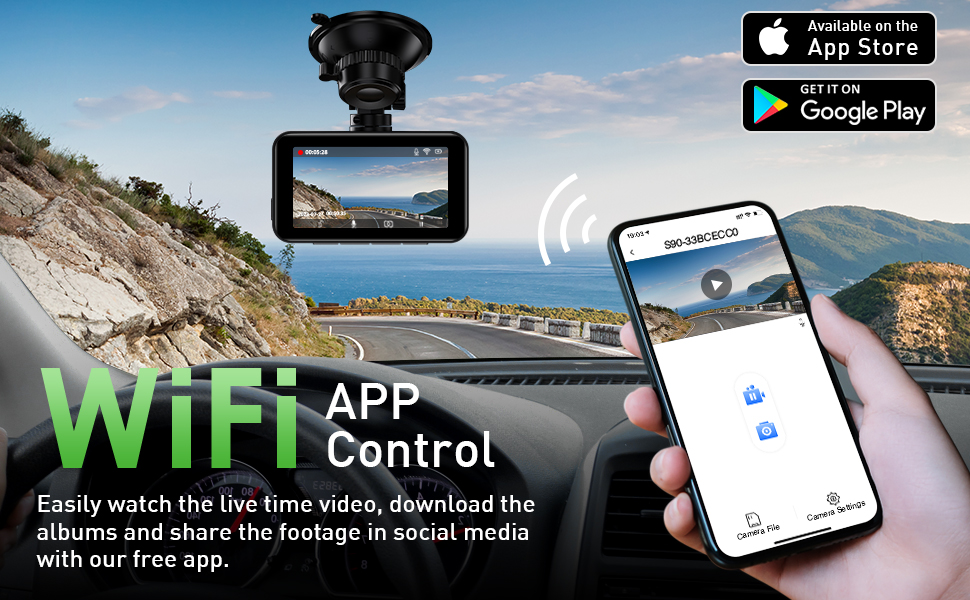 Dash Cam for Cars Car Camera Dash Cam 4K WIFI Camera for Car Front