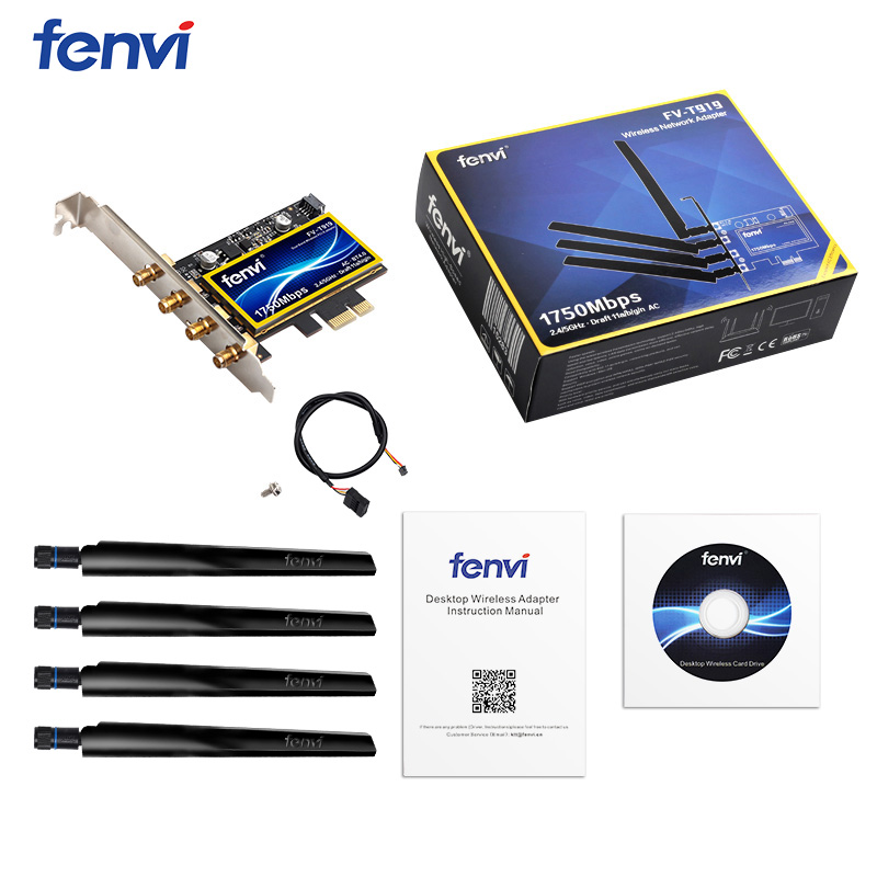 1750Mbps Fenvi T919 PCIe WiFi Card Adapter BCM94360 For MacOS Hackintosh Bluetooth 4.0 802.11ac 2.4G/5GHz Dual Band Desktop PC. 