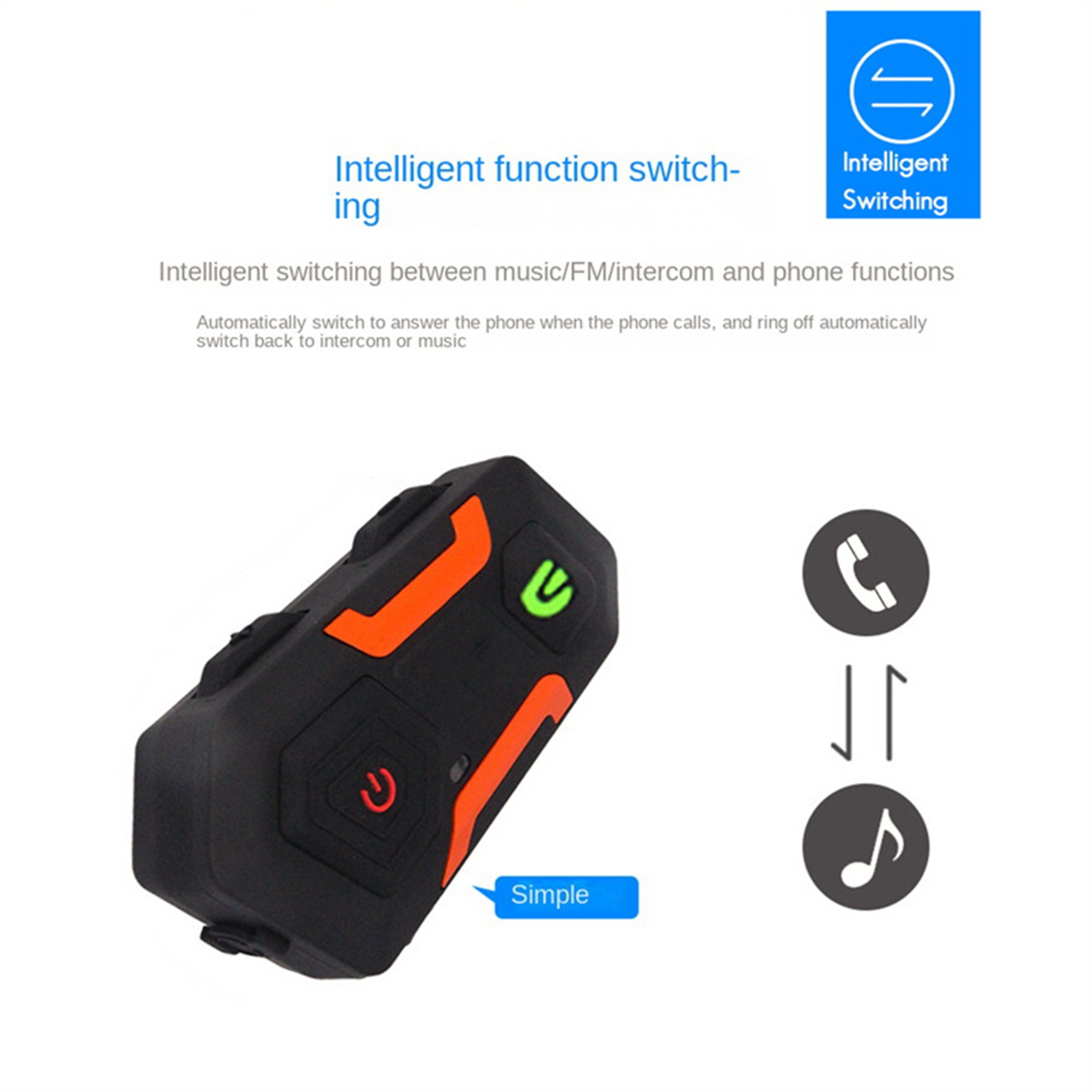 V3 PLUS Motorcycle Helmet Bluetooth Headset BT5.0 1400M Intercom-B. 