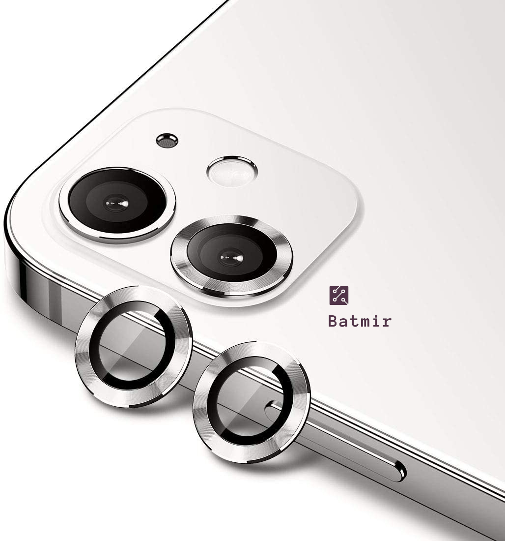 For Apple iPhone 12 Mini White Camera Protector WSKEN Metal Ring Tempered Glass Camera Lens Protector. 