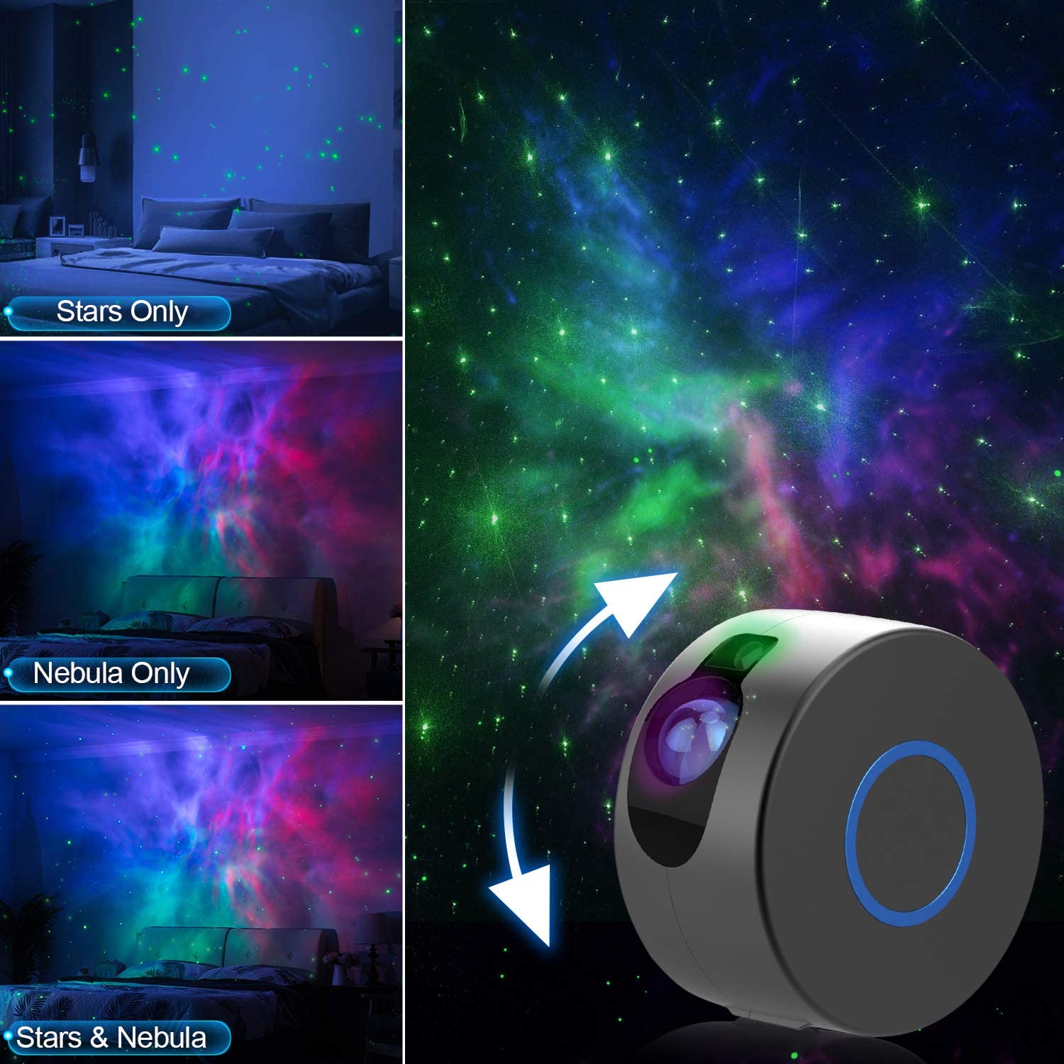 2 in 1 aurora starry sky projector 7 color night light star projector galaxy ocean nebula lamp with remote control for kids. 