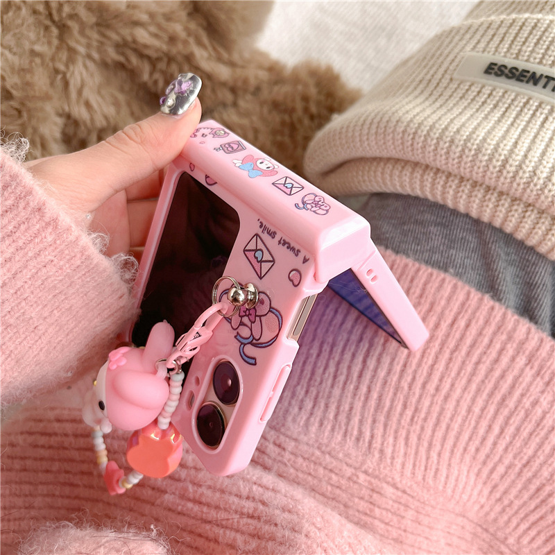 New cute cartoon OPPO Folding Hard Shell Three-Piece Suit OPPO find N2/N3 flip Phone case. 