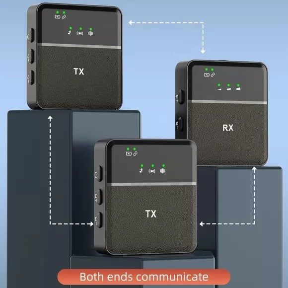 SX9 Dual Mini Wireless Microphone For Type C & 3.5 Interface (1:2). 