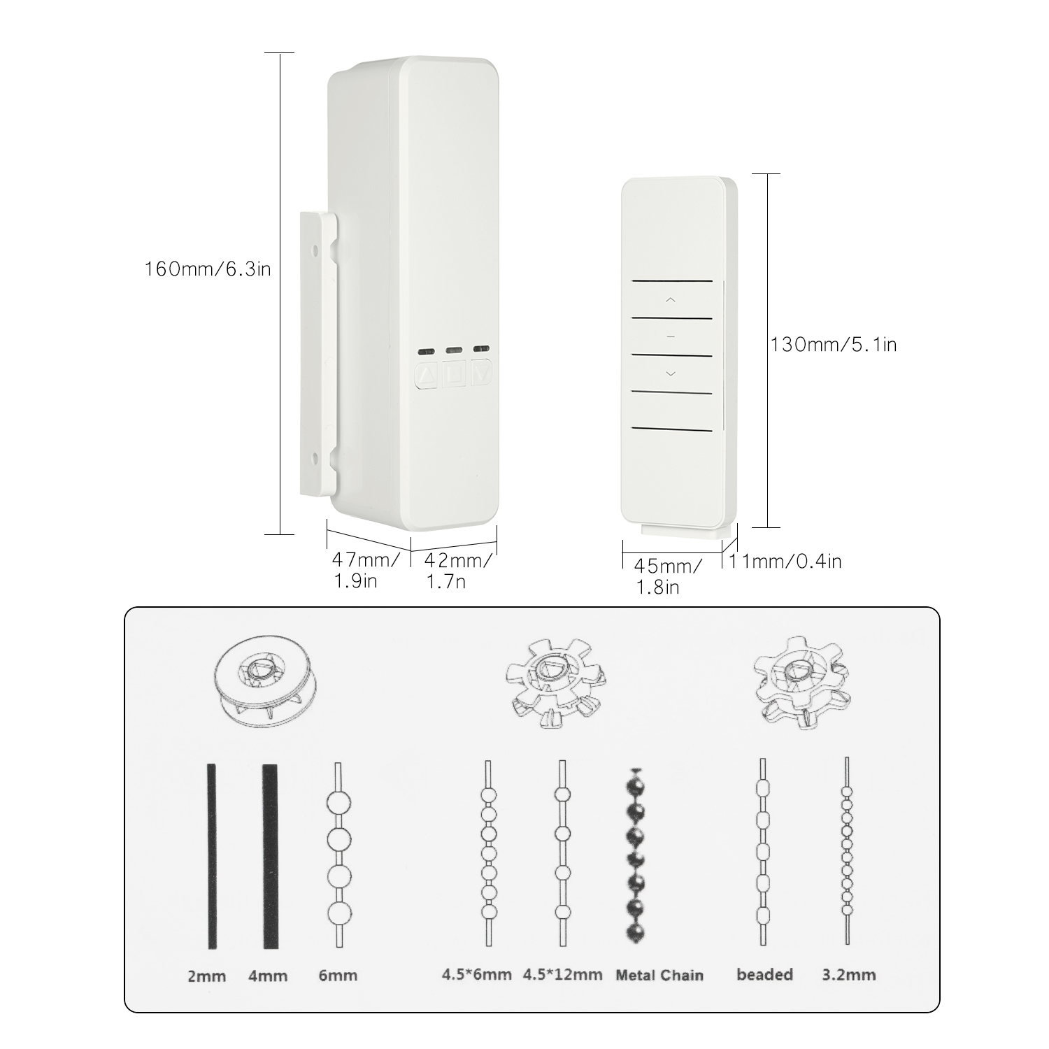KOGEEK Wi-fi Tuya DIY Smart Motorized Chain Roller Blinds Shade Shutter Drive Motor Compatible with Alexa Google Home APP + RF + Voice Control Week Programmable. 