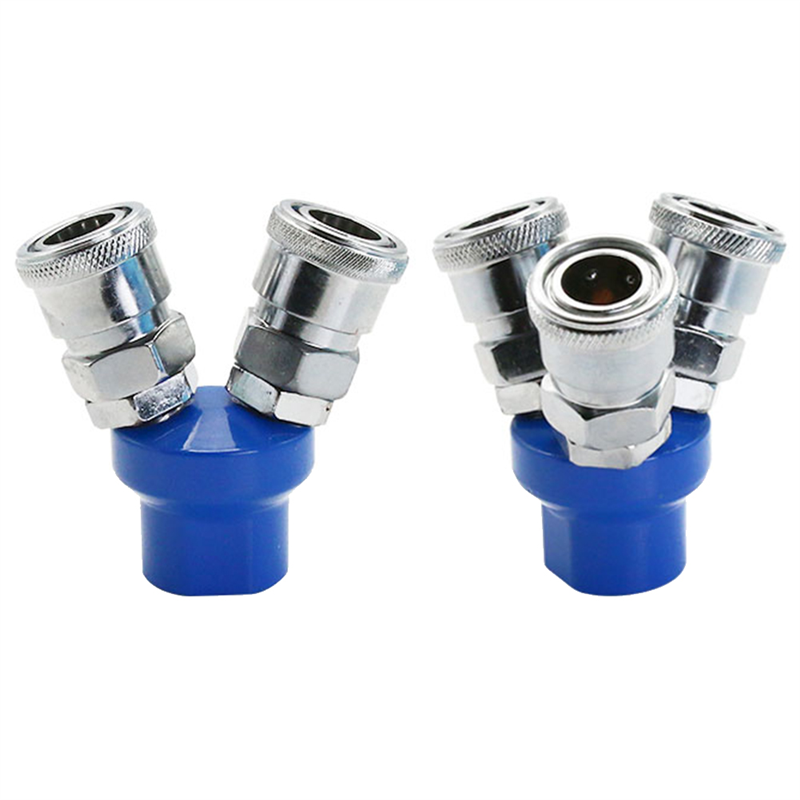 1Set Quick Connector Air Compressor 2 Way 3 Way Multi Hose Coupler Fitting Round Three. 