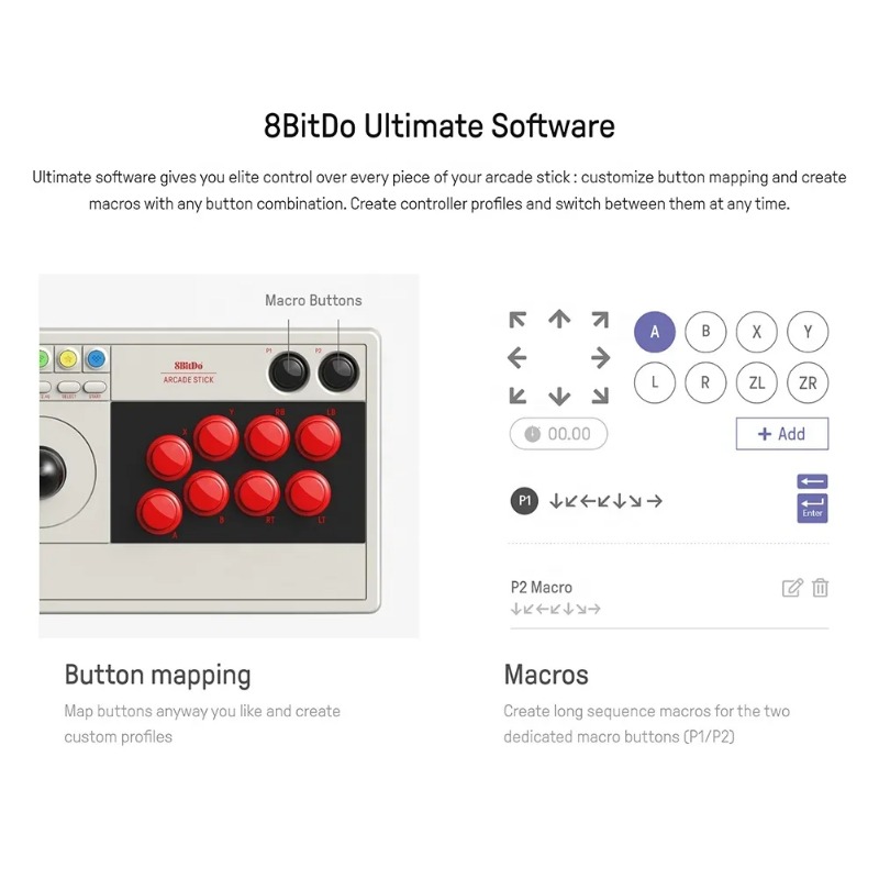 Joystick Game Controller 8BitDo V3 Arcade Joystick 3 Mode BT 2.4GHz Wireless USB Wired Fighting Stick Nintend Switch Computer. 