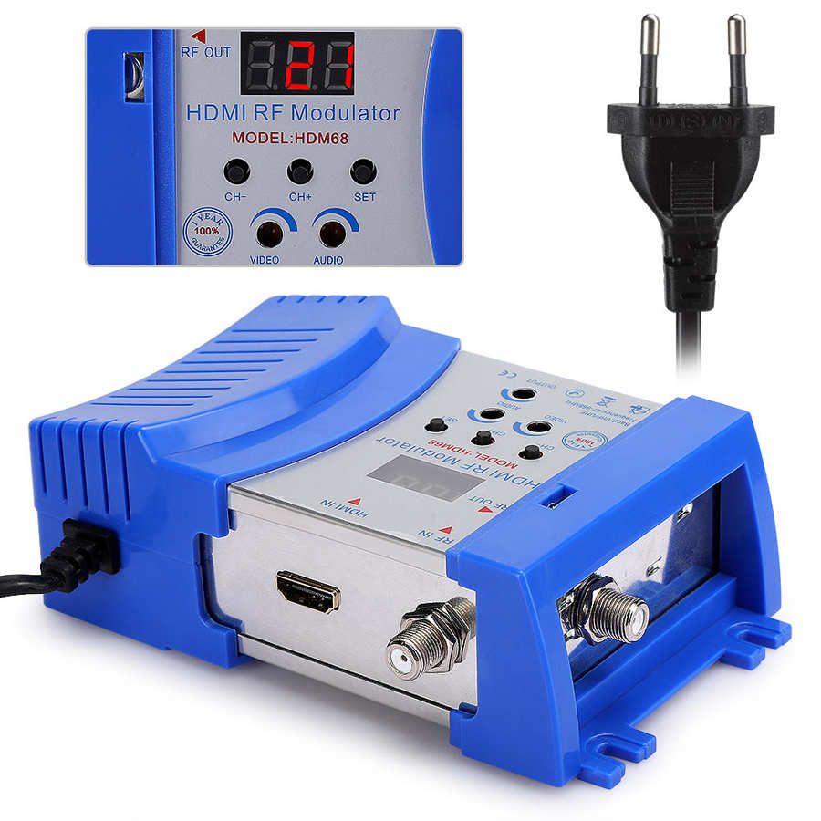 Modulator RF kompatybilny z modulatorem HDM68 VHF / UHF AV do RF konwerter komputerowy część PAL / NTSC TV standardowy Format EU Plug. 