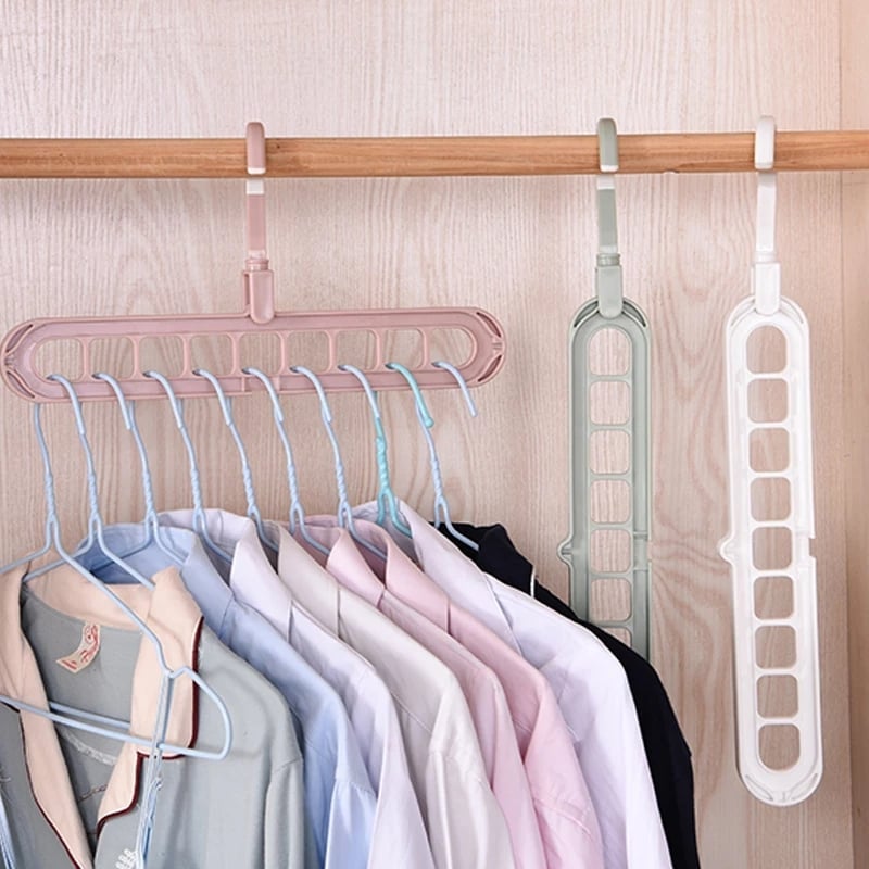 360 Rotating Multi-function Magic Hanger Nine-hole Folding Hanger Wardrobe Drying Racks Cloth Hangers Organizer Home Storage. 