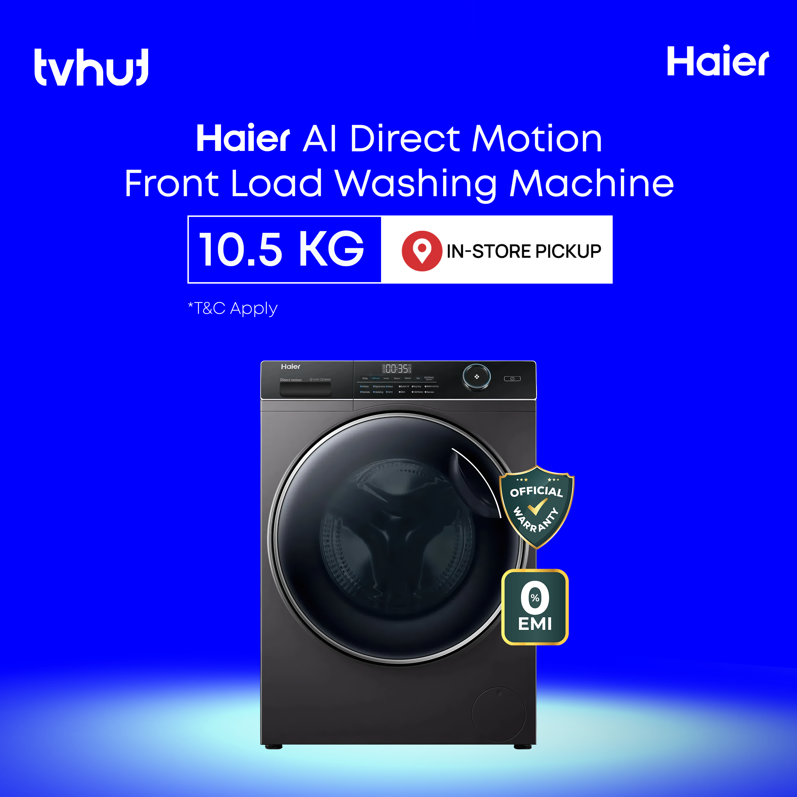 Haier 10.5 KG AI Direct Motion Front Load Washing Machine with Official Warranty