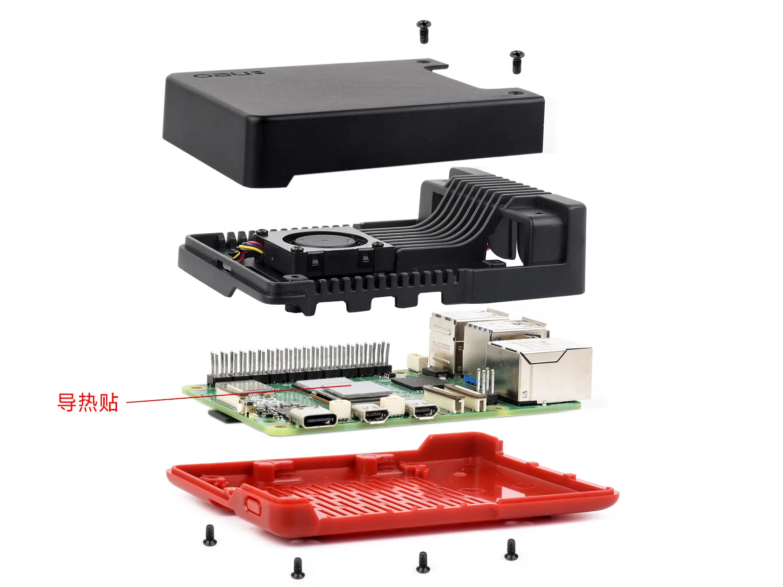Waveshare Argon NEO Aluminum Alloy Case for Raspberry Pi 5, Built-in Cooling Fan, Removable Top Cover Raspberry Pi 5 case. 