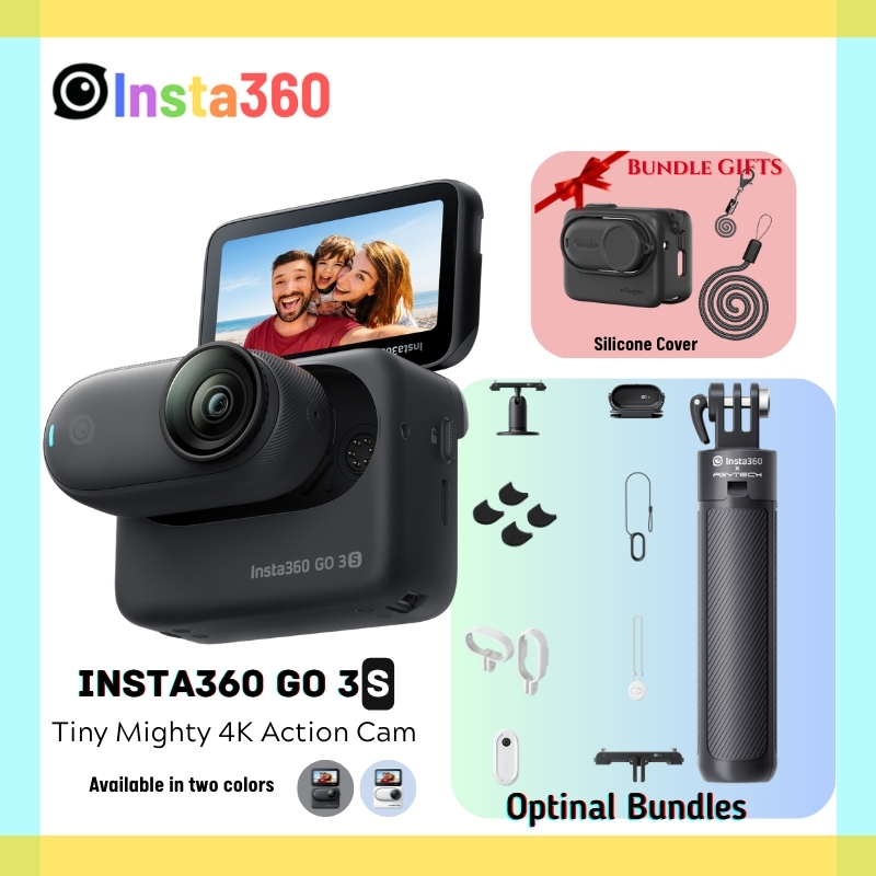 Insta360 GO 3S Tiny 4K Action Camera Black White 39g 64G 128G 1270mAh Battery Action Pod AI Editing Waterproof FlowState GO3S