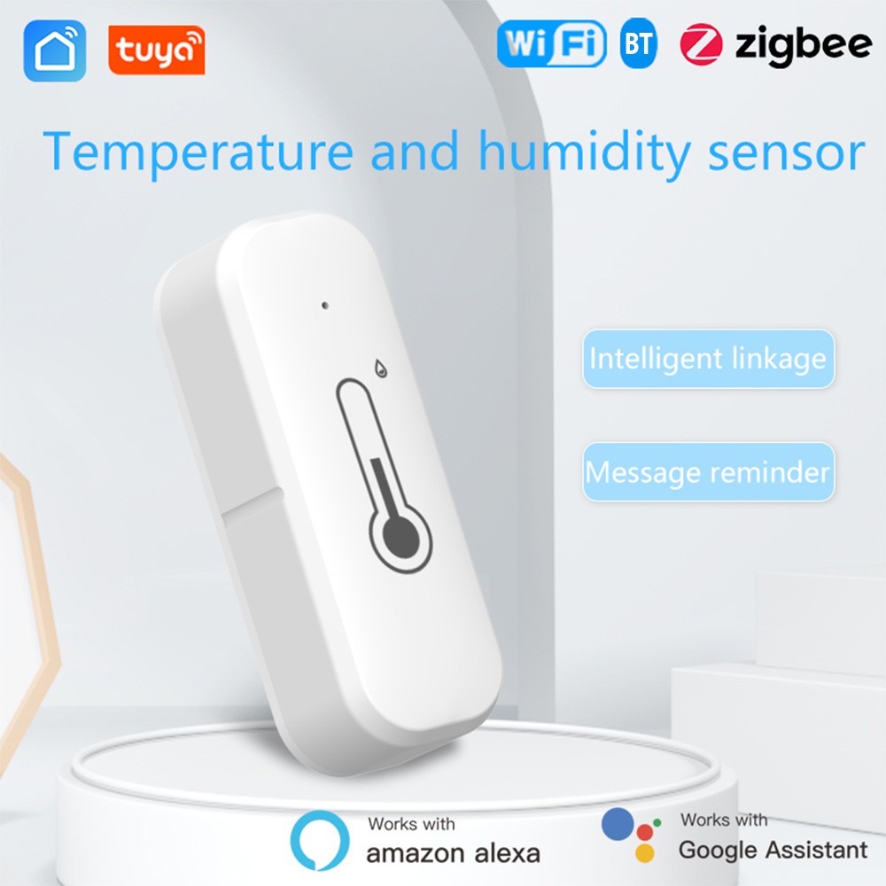 WiFi Temperature Humidity Sensor Tuya APP Smart Control Mobile Phone Reminder Sharing Device Smart Temperature and Humidity Monitor for Home Greenhouse