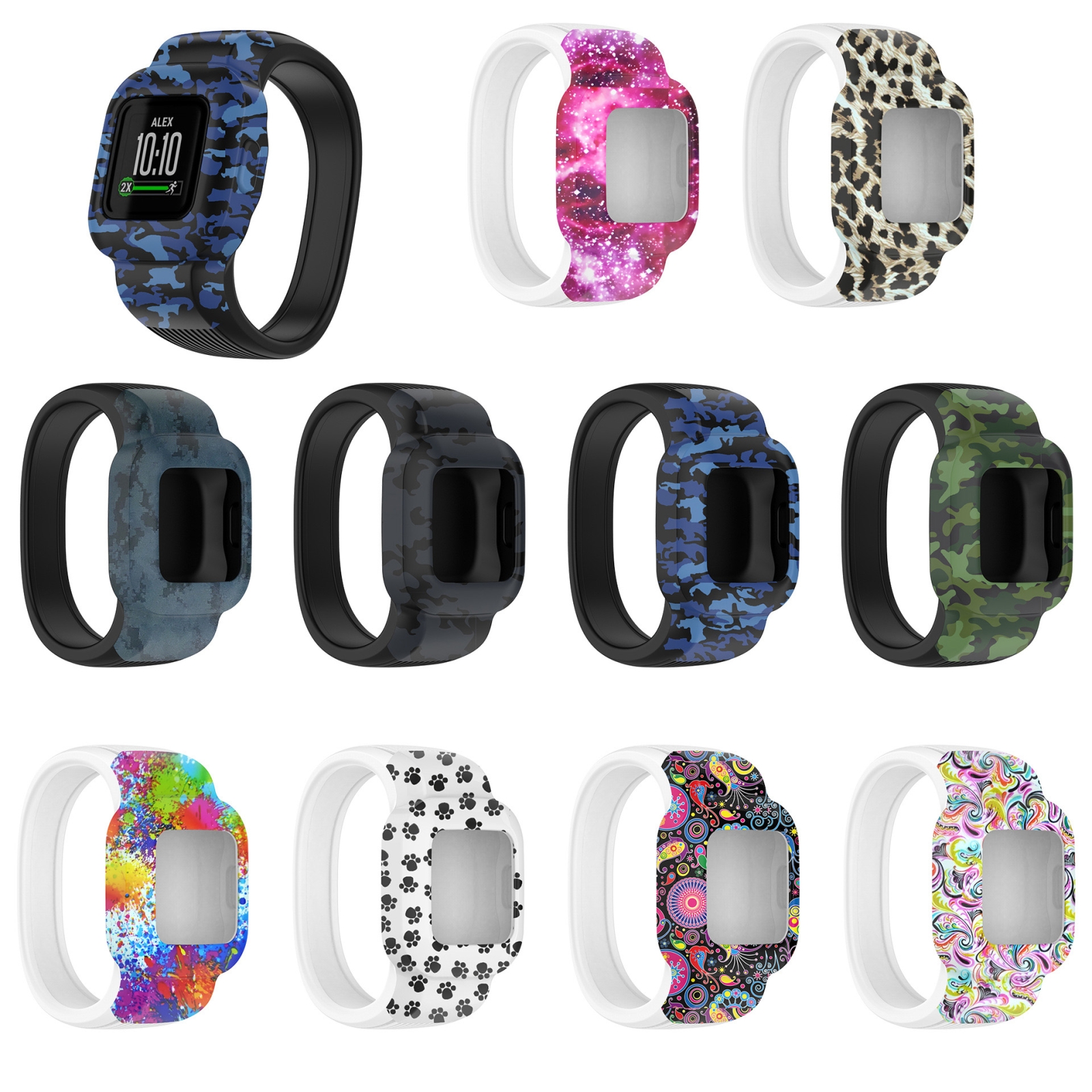 For Garmin Vivofit JR3 No Buckle Silicone Printing Watch Band, Size:S. 