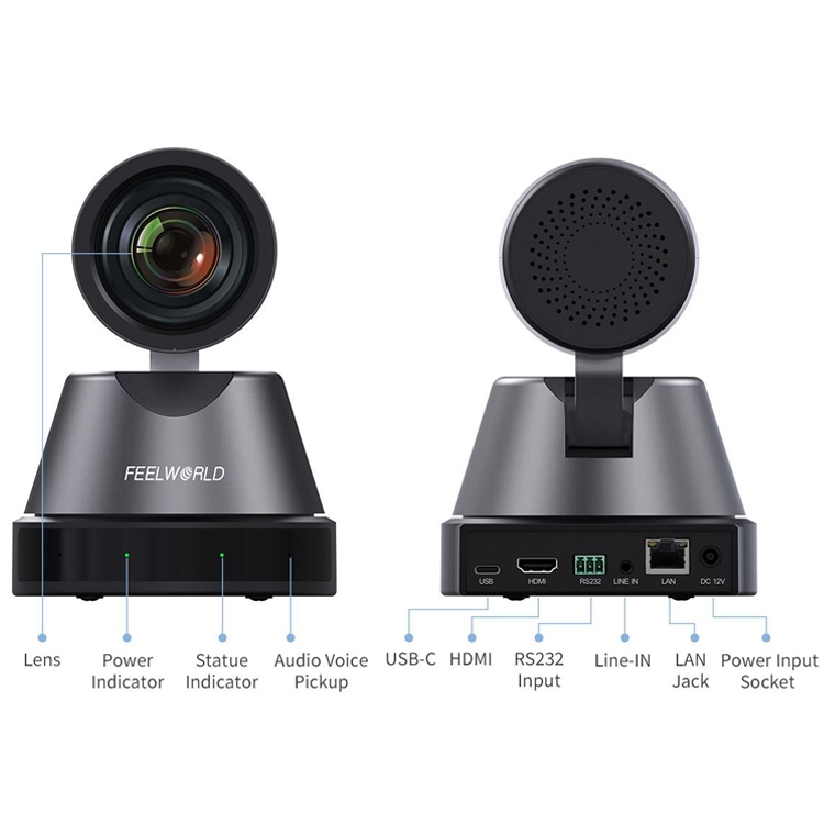 FEELWORLD 4K12X 4K PTZ Camera 12X Optical Zoom AI Tracking HDMI USB IP Remote Control. 