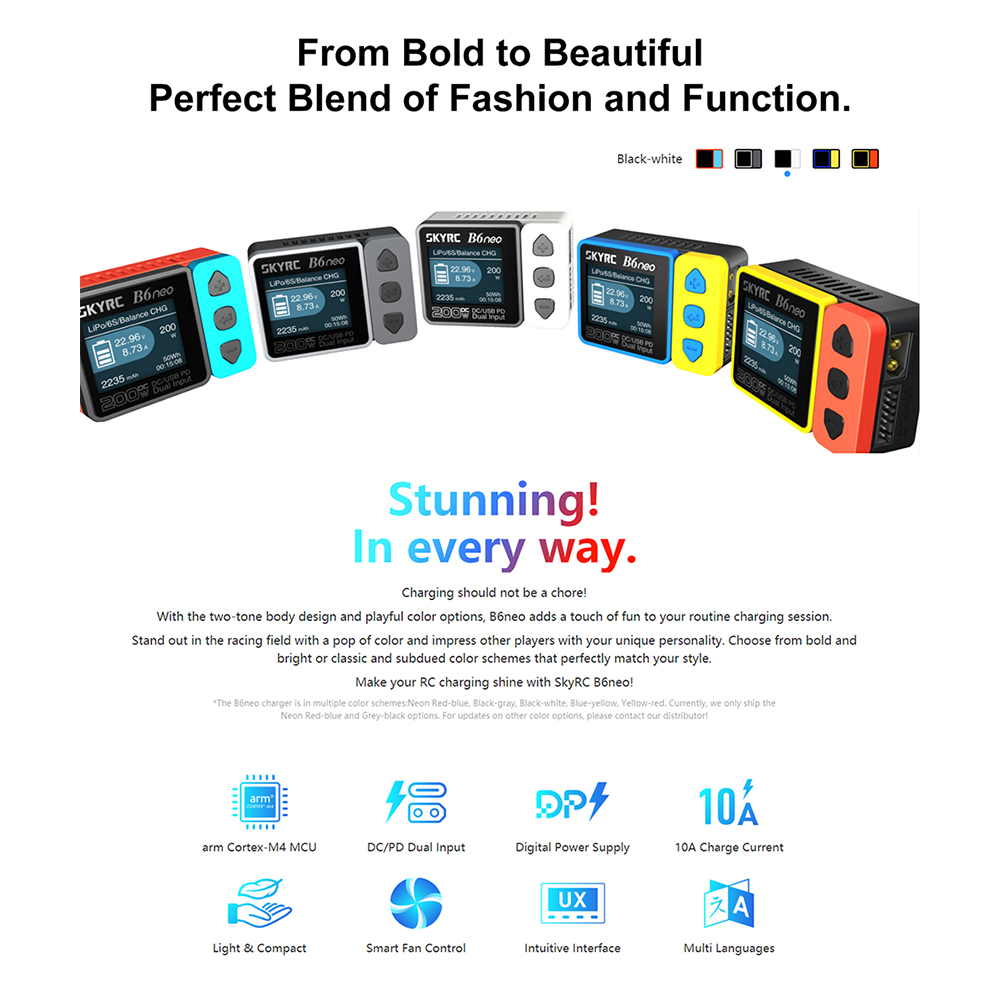 SKYRC B6neo Intelligent Charger Power DC200W PD80W Multi-Function Smart Battery Balance Charger Discharger. 