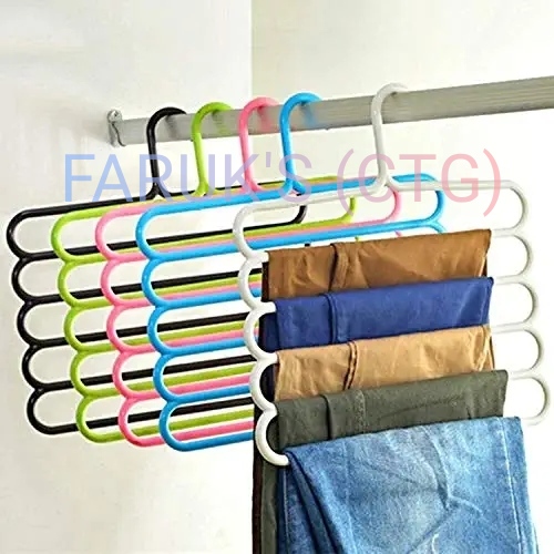 5 Layer 3 piece Plastic Hangers for Clothes in Wardrobes Space Saving Multipurpose Hanger. 