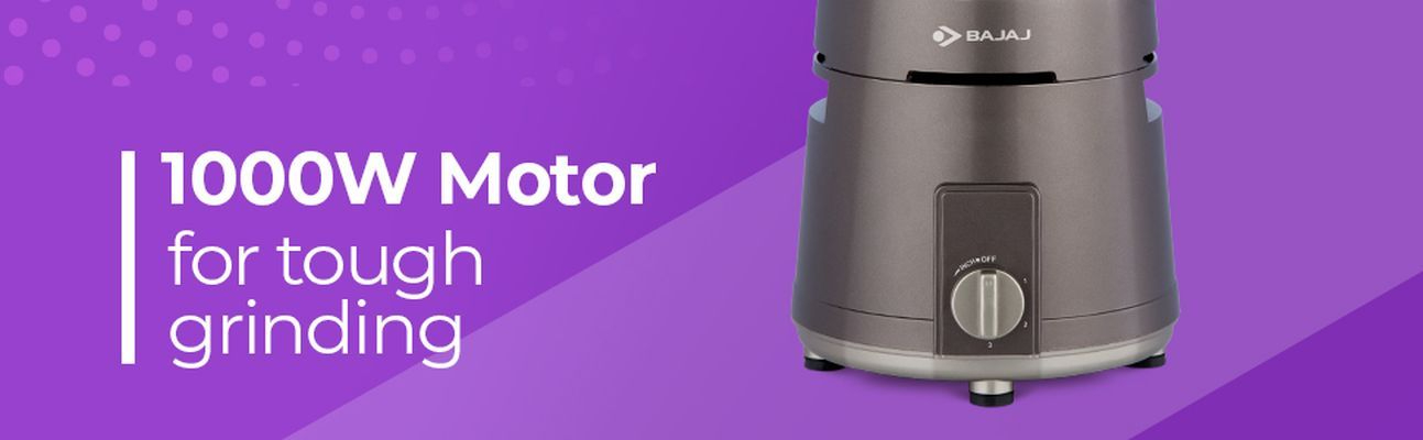 Bajaj Herculo 1000W Powerful Mixer Grinder / Blender / Juicer with Nutri-Pro Feature, Coffee Brown and Gold. 