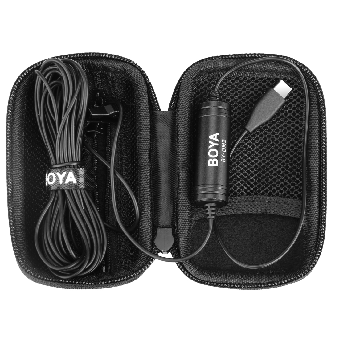 New- BOYA BY-DM2 USB-C / Type-C Broadcast Lavalier Condenser Microphone with Windscreen for Android Phones / s (Black). 