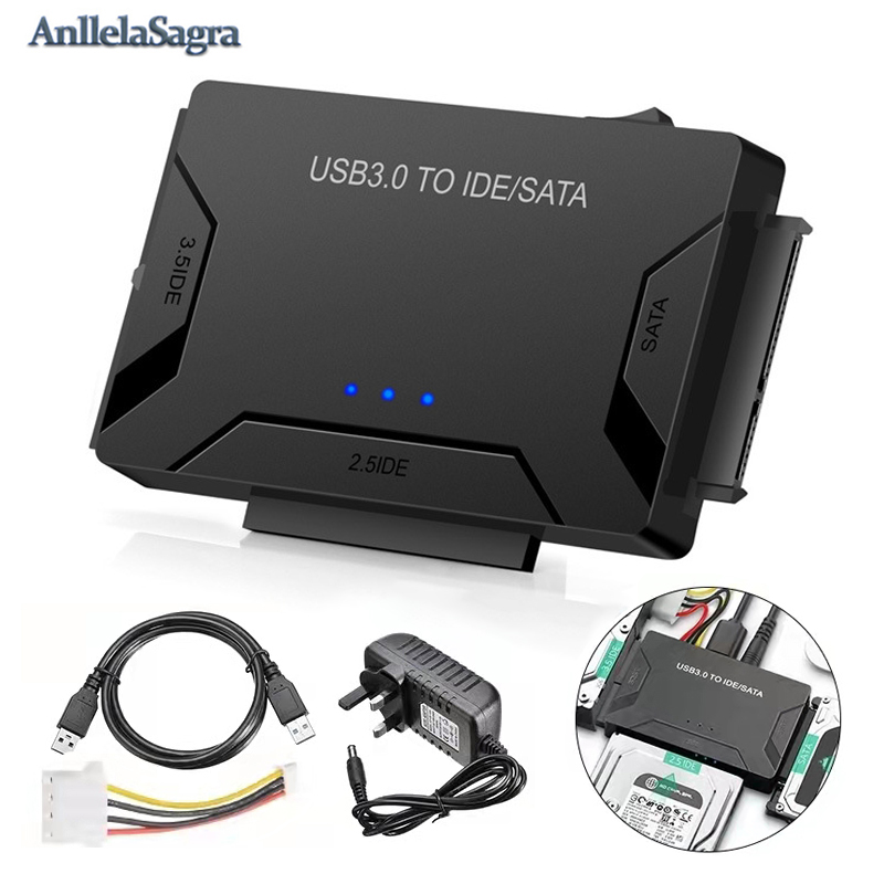 SATA to USB 3.0 IDE Adapter USB 3.0 2.0 SATA for 2.5 3.5 Hard Disk Drive HDD SSD Converter IDE SATA Adapter Cable for Laptops. 