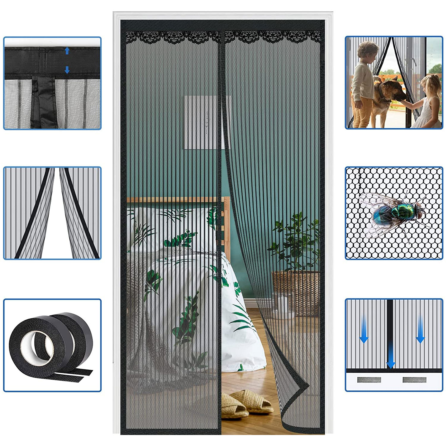 Custom Size Magnetic Mosquito Net Summer Anti Bug Fly Door Curtains Mesh Automatic Closing Door Screen Kitchen Door Curtain Net