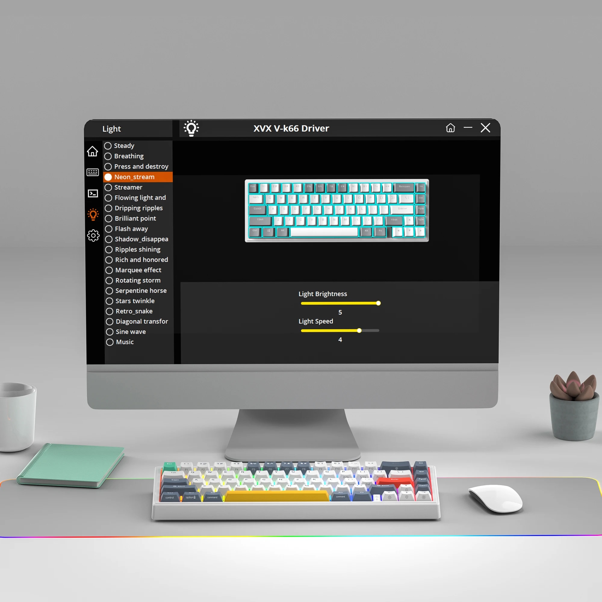 womier 60% Wired Mechanical Keyboard Gasket Mounted V-K66 LED Backlit Gaming Keyboard with Arrow KeysPre-lubed Linear Switches. 
