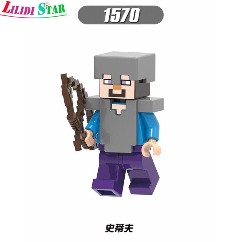 My World LegoING Minecraft Minifigures Steve Alex Zombie Iron Golem Enderman Model Building Blocks Diy Toys Gifts. 