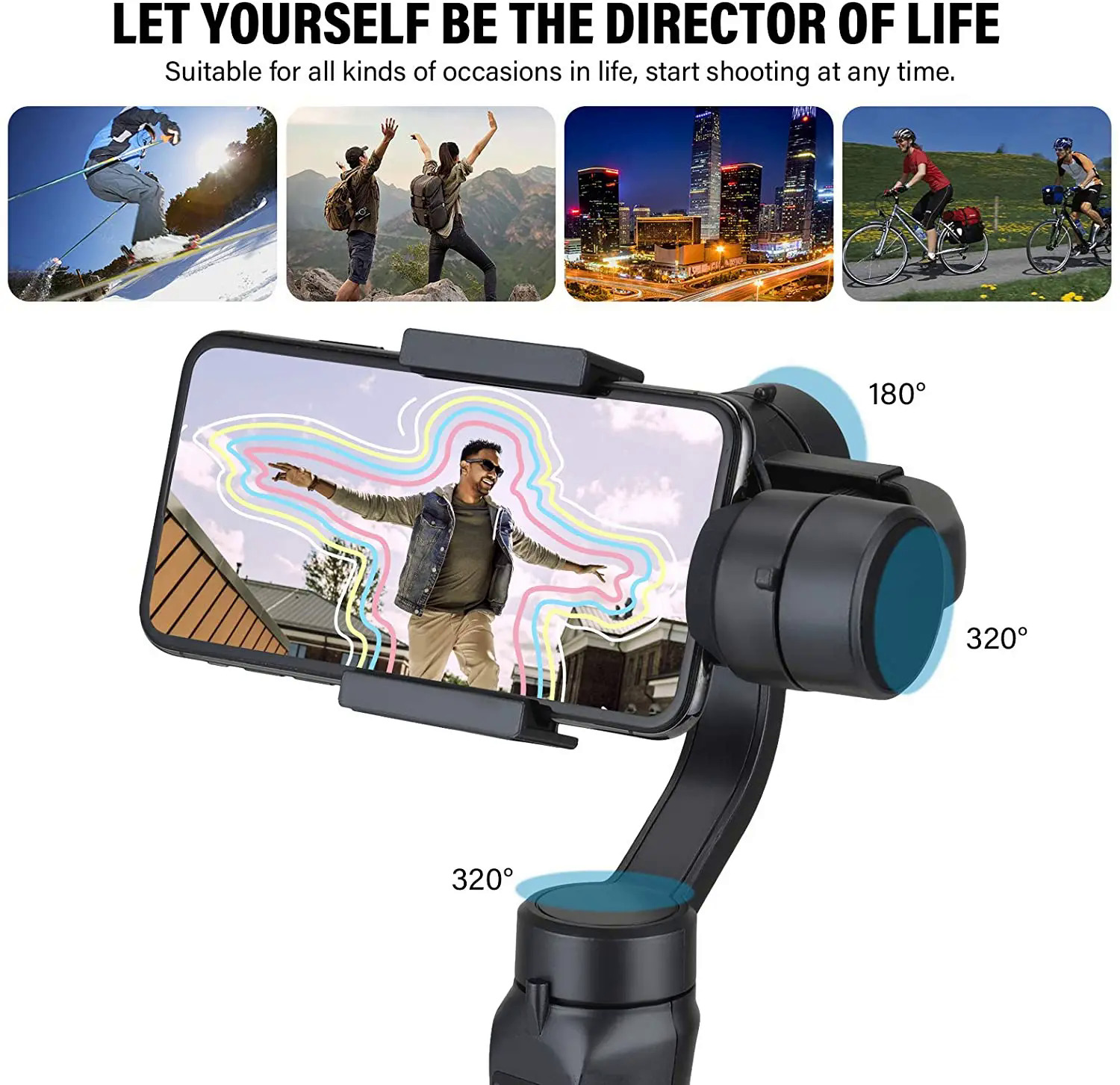 F6 3 Axis Gimbal Handheld Stabilizer Cellphone Action Camera Holder Anti Shake Video Record Smartphone Gimbal For Phone. 