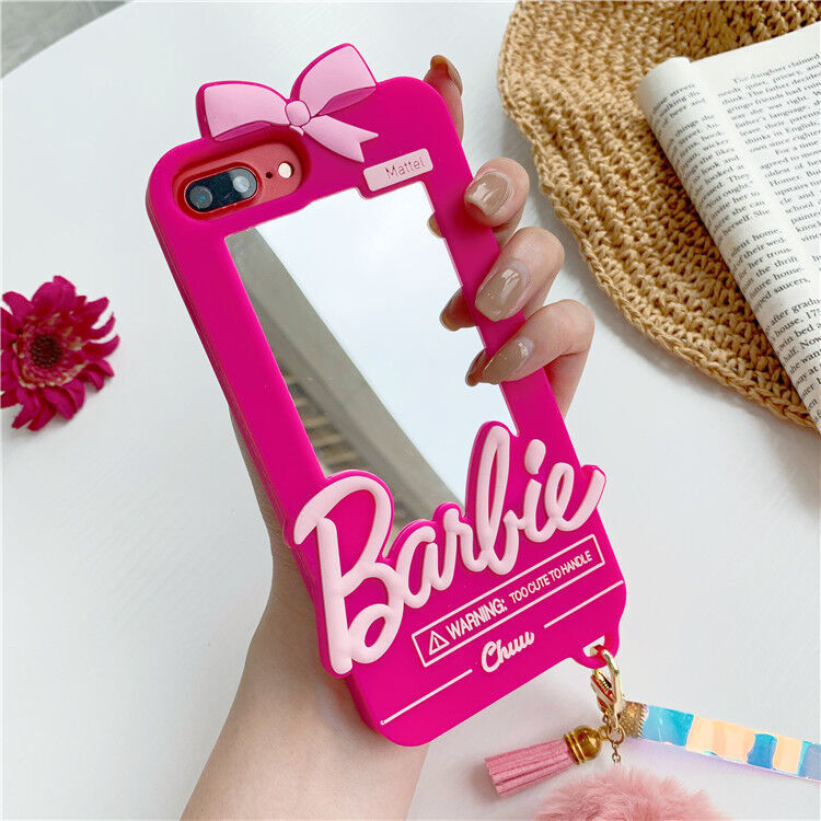 New 3D Barbie Mirror iPhone 11 Protective Cartoon Silicone Apple Phone Case Suitable. 