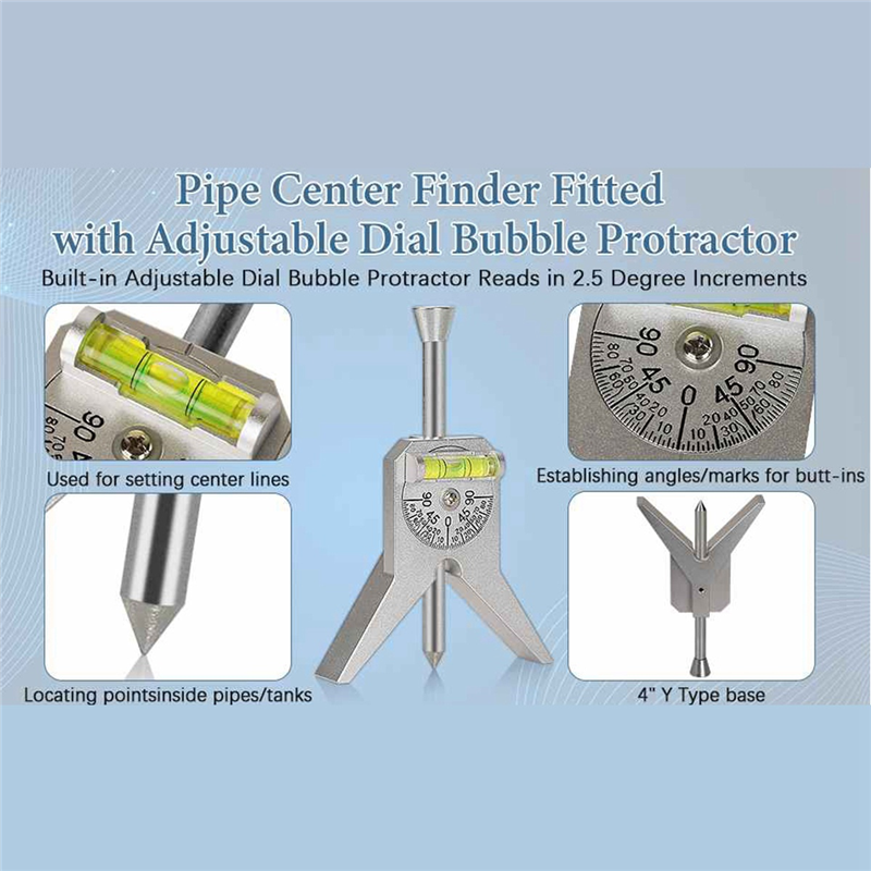 Pipe Center Finder With Centering Head For Measure Pipe Diameter Over 0.5Inch And Up Pipe Center Punch Level Reusable Durable Easy To Use. 