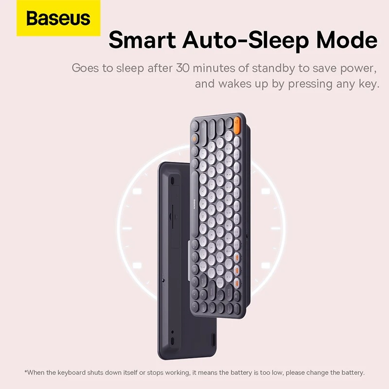 Baseus K01A Wireless Tri-Mode Keyboard Ergonomic Design Multi-Connection with High Portability - Grey. 