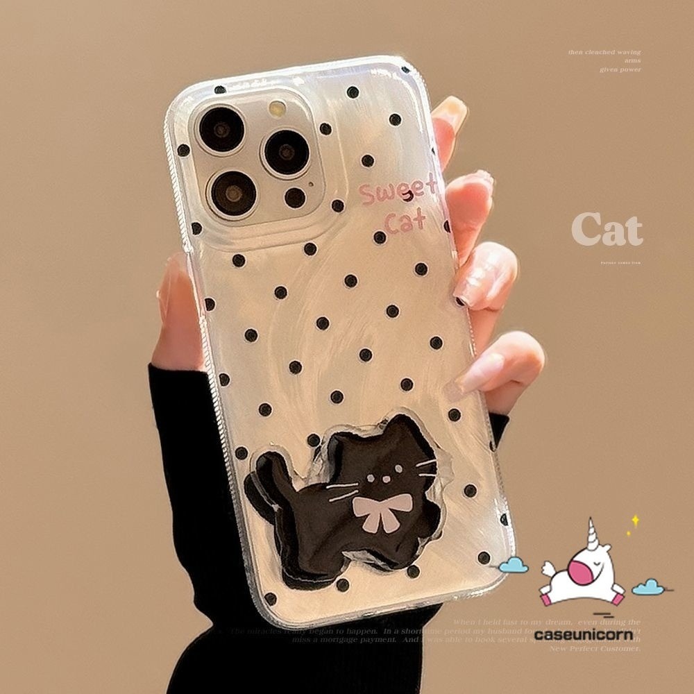 ​For Realme C67 C12 C51 C65 C15 C25 C21 C63 C55 C35 C51s C11 Note 50 C30 C61 C25Y C20 C17 11 5s 9i 5 7 6i 5i C21Y C31 C25s C33 Cartoon Cute Stand Sweet Cat Kitten Wave Point Cover